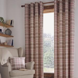 Catherine Lansfield Tweed Woven Check Ready Made Eyelet Curtains Natural