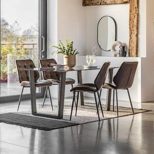 Dolton 6 Seater Dining Table, Marble Effect Black Marble