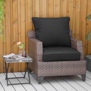 Outsunny Outdoor Seat and Back Cushion Set Olefin Patio Deep Seating Chair Fade Resistant Replacement Cushion for Rattan Sofa 63L x 55W x 15Dcm Black