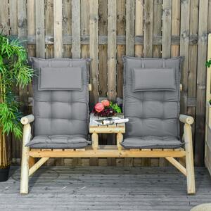 Outsunny Set of 2 Outdoor Chair Cushions, High Back Padded Patio Chair with Pillow for Indoor and Outdoor Use,20L x 50W x 9D cm Dark Grey