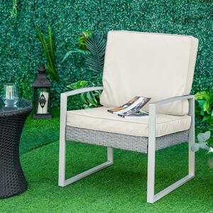 Outsunny 2 Piece Cushion 1 Seat Pads 1 Back Pad for Rattan Sofa Chair, Indoor and Outdoor Use, Beige