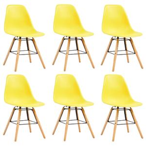 Dining Chairs 6 pcs Yellow Plastic
