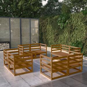 8 Piece Garden Lounge Set Honey Brown Solid Pinewood