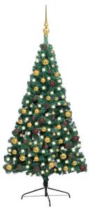 Artificial Half Pre-lit Christmas Tree with Ball Set Green 210 cm