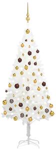 Artificial Pre-lit Christmas Tree with Ball Set White 150 cm