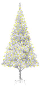 Artificial Pre-lit Christmas Tree with Stand Silver 210 cm PET