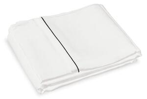 Mayfairsilk Brilliant White Pure Silk Flat Sheet - Charcoal Piping - Double