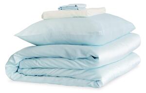 Mayfairsilk Pastel Blue and Ivory Silk Duvet Set - Double / Standard Pillowcases