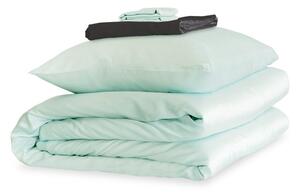 Mayfairsilk Teal Breeze and Charcoal Silk Duvet Set - Double / Standard Pillowcases