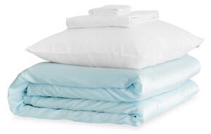 Mayfairsilk Pastel Blue with Brilliant White Silk Duvet Set #2 - King / Standard Pillowcases