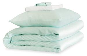 Mayfairsilk Teal Breeze and Brilliant White Silk Duvet Set - Double / Standard Pillowcases