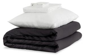 Mayfairsilk Charcoal and Brilliant White Silk Duvet Set #2 - Double / Standard Pillowcases