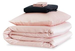 Mayfairsilk Precious Pink and Charcoal Silk Duvet Set - Double / Standard Pillowcases