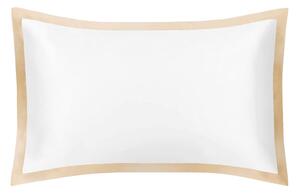 Mayfairsilk Brilliant White and Champagne Oxford Pure Silk Pillowcase - UK Standard | US Queen