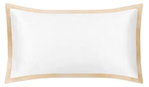Mayfairsilk Brilliant White and Champagne Oxford Pure Silk Pillowcase - UK Super King | US Queen