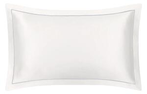 Mayfairsilk Ivory Oxford Pure Silk Pillowcase - Grey Piping - Standard