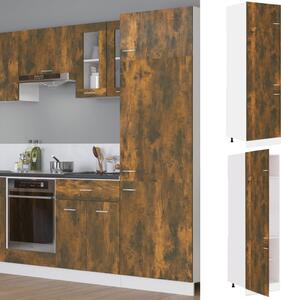 Refrigerator Cabinet Smoked Oak 60x57x207 cm Engineered Wood