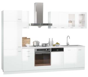 8 Piece Kitchen Cabinet Set High Gloss White Engineered Wood