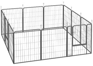 PawHut 12 Panels Heavy Duty Dog Playpen with Doors, for Medium Dogs, 80cm High, Black