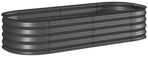 Outsunny Galvanised Raised Garden Bed, Metal Planter Box with Safety Edging, for Flowers, Herbs, Succulents, Dark Grey