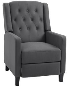 HOMCOM Wingback Recliner Chair for Home Theater, Button Tufted Microfibre Cloth Reclining Armchair with Leg Rest, Anti-Cat-Scratch, Deep Grey