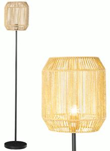 HOMCOM Farmhouse Standing Lamp, Floor Lamps with Hand Woven Rattan Lampshade for Living Room Aosom UK