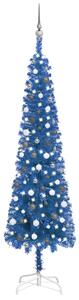 Slim Christmas Tree with LEDs&Ball Set Blue 240 cm