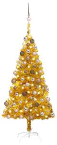 Artificial Pre-lit Christmas Tree with Ball Set Gold 150 cm PET