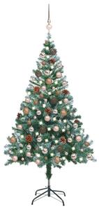Frosted Pre-lit Christmas Tree with Ball Set Pinecones 150 cm