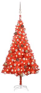 Artificial Pre-lit Christmas Tree with Ball Set Red 180 cm PVC