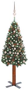 Slim Pre-lit Christmas Tree with Ball Set Green 210 cm PVC