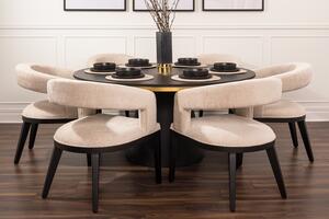 Brewster 6-8 Seat Black Dining Table and Six Madison Dining Chairs
