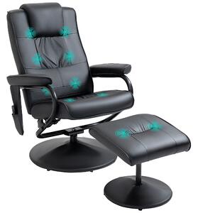 HOMCOM Manual Sofa Reclining Armchair PU Leather Massage Recliner Chair and Ottoman, Black