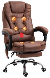 Vinsetto Heated 6 Points Vibration Massage Executive Office Chair Adjustable Swivel Ergonomic High Back Desk Chair with Footrest Brown Aosom UK