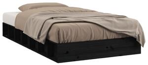 Bed Frame Black 135x190 cm Double Solid Wood
