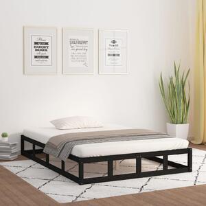 Bed Frame Black 150x200 cm King Size Solid Wood