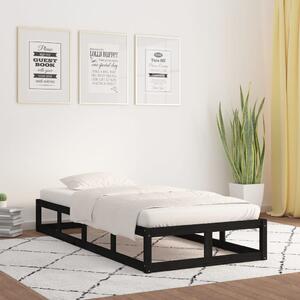 Bed Frame Black 75x190 cm Small Single Solid Wood