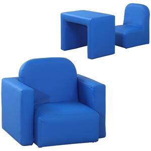 HOMCOM 2 In 1 Toddler Sofa Chair, 48 x 44 x 41 cm, for Game Relax Playroom, Blue