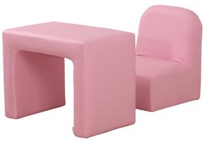 HOMCOM 2 In 1 Toddler Sofa Chair, 48 x 44 x 41 cm, for Game Relax Playroom, Pink