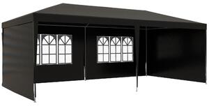 Outsunny 6 x 3 m Party Tent Gazebo Marquee Outdoor Patio Canopy Shelter with Windows and Side Panels, Black