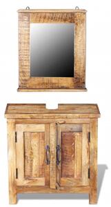 Bathroom Vanity Cabinet with Mirror Solid Mango Wood