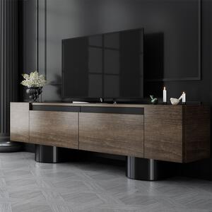 Boheme Wooden TV Stand With 2 Flap Doors In Walnut And Black