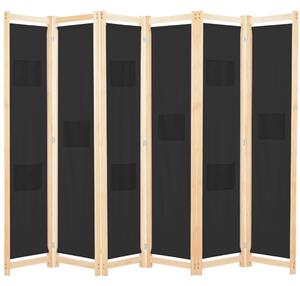 6-Panel Room Divider Black 240x170x4 cm Fabric