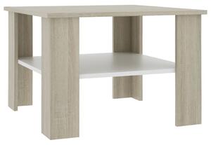 Coffee Table White and Sonoma Oak 60x60x42 cm Engineered Wood