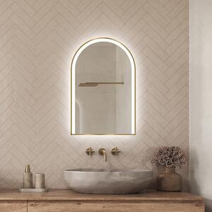 Titus Arched Brass Frame Slim Edge Mirror with IR sensor, Demister pad