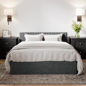 Belton Velvet Double Bed In Silver