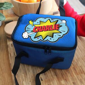 Personalised Superhero Blue Lunch Bag Blue