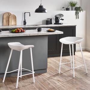 Renzo Set Of 2 Bar Stools, Metal White