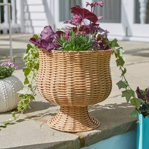 Faux Rattan Urn Shaped Woven Plant Pot