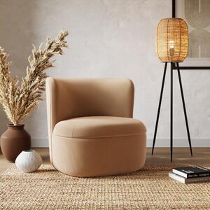 Modern Curves Velvet Occasional Chair Light Caramel